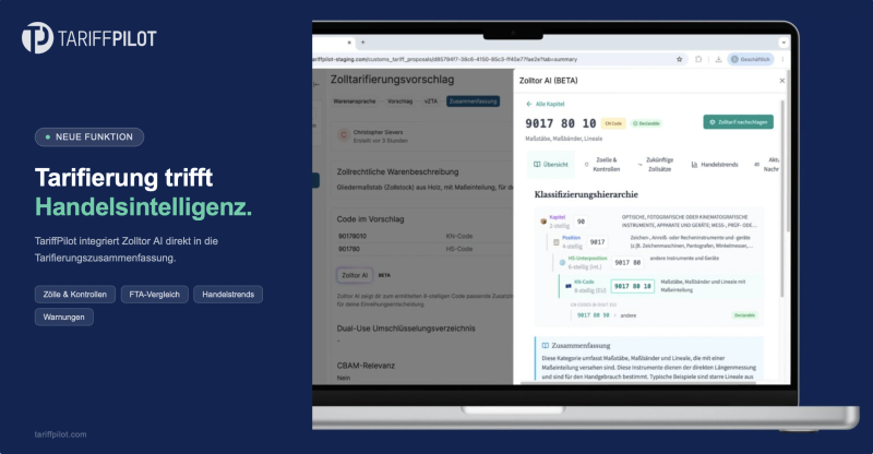 Zolltor AI Funktion in TariffPilot