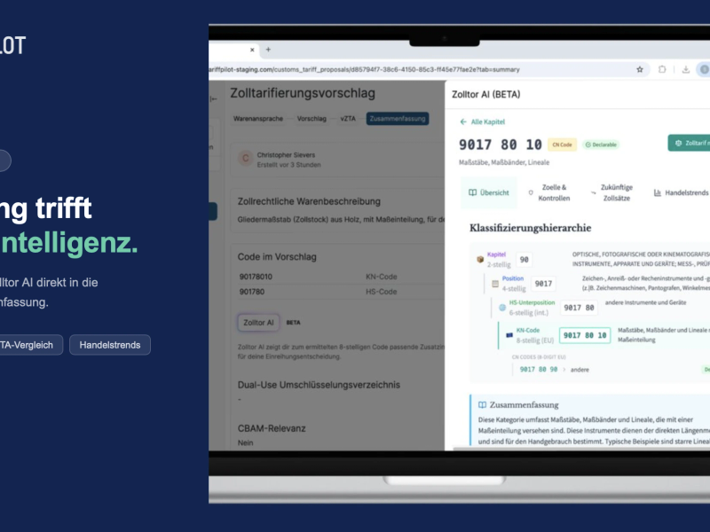 Zolltor AI Funktion in TariffPilot